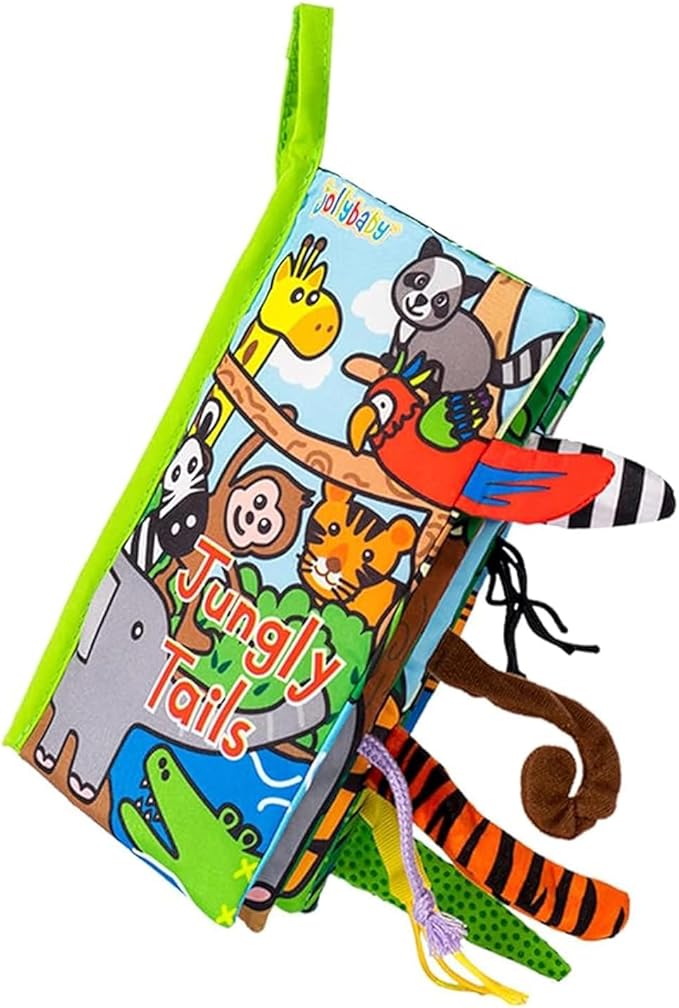 HECCEI Baby Cloth Books Soft Baby Book 0-6 Months Crinkle Books with Jungle Tails Touch and Feel Sensory Toys for Infant Tummy Time for 3 Months+ Easter Basket Stuffers