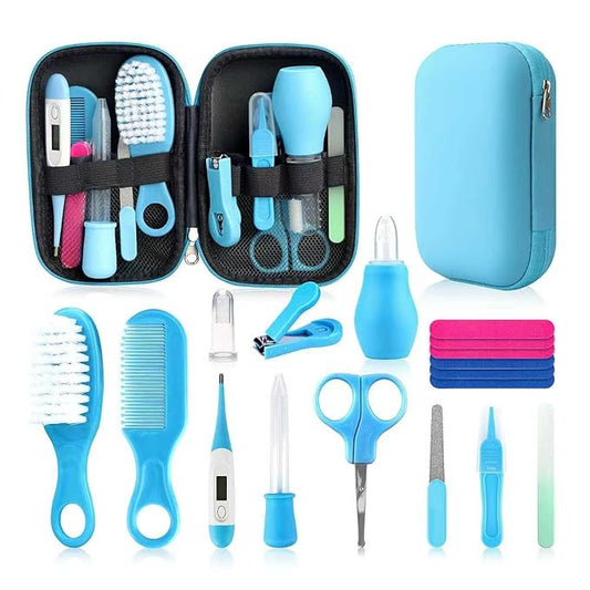 Baby Healthcare and Grooming Kit, Baby Safety Care Set, Baby Electric Nail Trimmer Set Newborn Nursery Health Care Set for Newborn Infant Toddlers Baby Boys Girls Kids (Blue-18 Kits)