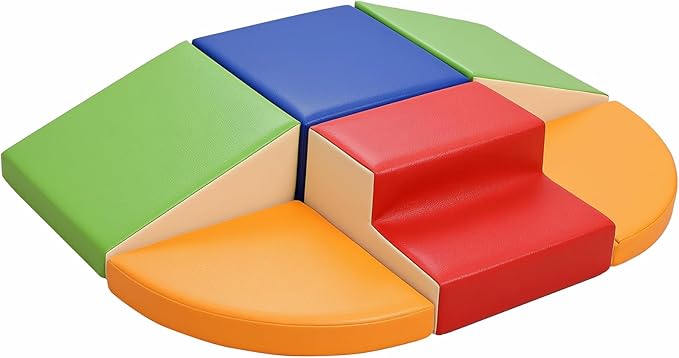 Foam Climbing Blocks for Toddlers: 6-Piece Soft Play Set - PU Leather Climbing and Crawling Toys - Indoor Baby Learning Gym - Kids Play Structure for Birthday Gift