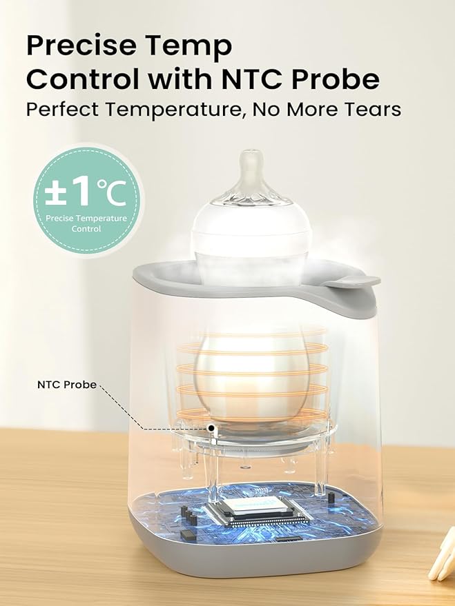 Grownsy Bottle Warmer, 2025 Fast Baby Bottle Warmer for Breastmilk & Formula, Smart Temperature Control, with Timer, Thaw, Food Heater, Night Light, Calentador De Biberones for All Bottles