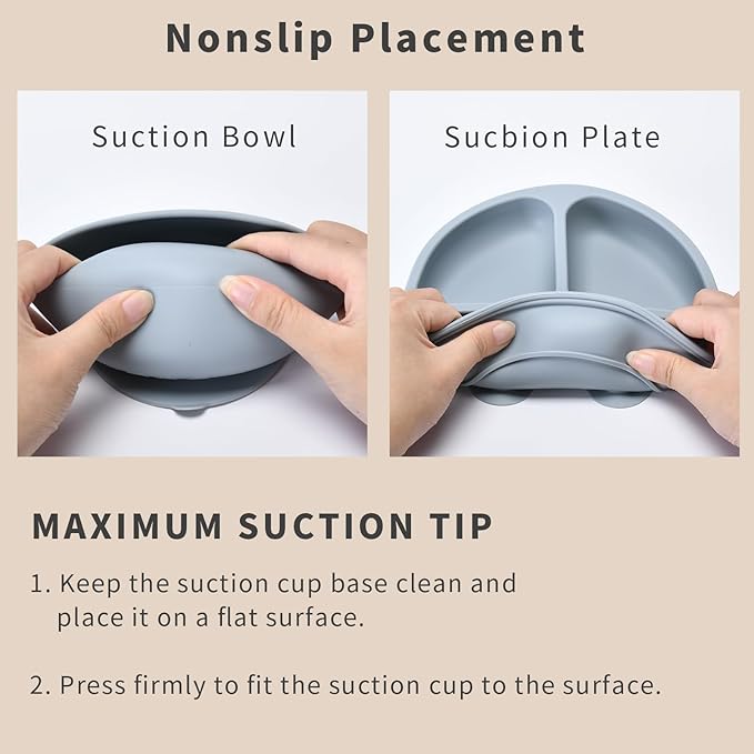 Baby Silicone Feeding Set, Baby Weaning Set, Baby Essentials, Includes Baby Spoons, Baby Bibs, Suction Plates for Baby， Baby Bowls, Food Grade Silicone, BPA Free (A-1)