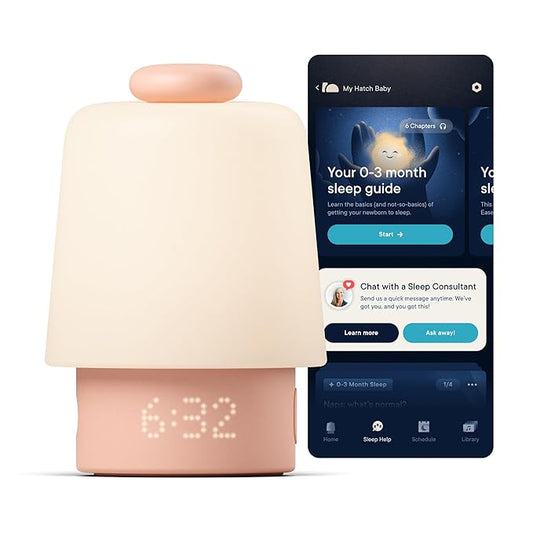 Hatch Baby Sound Machine, Night Light | Hatch Baby Model | Sleep Support | Registry Essential, Routine Builder, Time-to-Rise Alarm Clock, White Noise, Nursery Stories, Toddler Kids (Wi-Fi), Peach