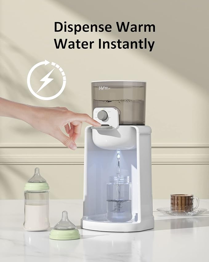 Water Warmer, HEYVALUE Baby Bottle Warmer, Formula Maker with Night Light, 4 Temperature Control & 72H Keep Warm, Detachable Tank, Instantly Dispenses Warm Water, Feed Baby More Easier and Healthier