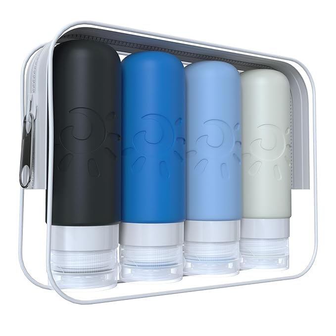 Zafit Travel Bottles for Toiletries, TSA Approved Travel Containers 3oz Leak Proof Travel Tubs Refillable Liquid Travel Accessories for Shampoo Conditioner Lotion Body Wash(Multicolored J)