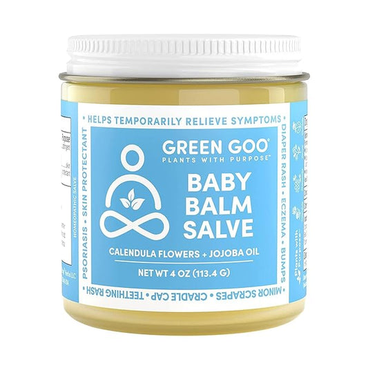 Green Goo Baby Balm, Organic Gentle Moisturizing & Soothing Baby Lotion, Helps Relieve Skin Irritations, 4 Oz Jar