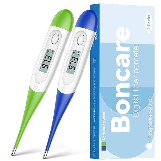 Thermometer for Baby, 2 Packs, Rectal Digital Thermometer with 10 Seconds Fast Reading (Dark Blue+Green)