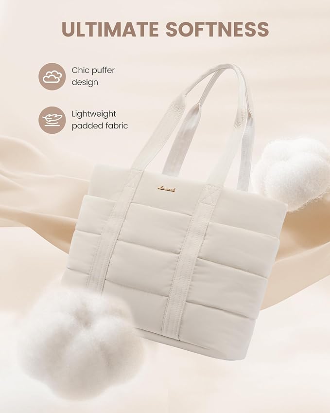 LOVEVOOK Diaper Bag Tote, 15.6inch Puffer Baby Diaper Bag Waterproof Travel Diaper Tote with Changing Pad Pacifier Case