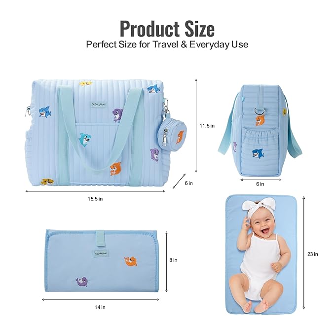 3pc Diaper Bag Tote Set, Hospital Bag for Labor & Delivery, Maternity Travel Bag with Changing Pad & Pacifier Case