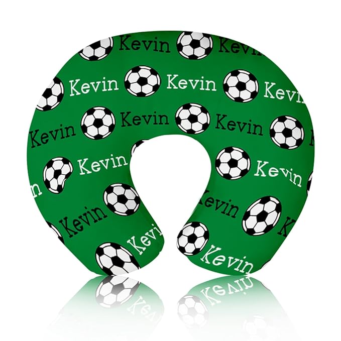 Rucekia Baby Nursing Pillow Cover - Personalized Name Green Soccer Theme Breastfeeding U-Shaped for Bottle Feeding, Ultra Soft Comfortable Breastfeeding Pillow Cover for Infant Baby Boys and Girls