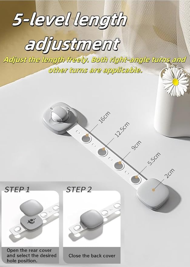 （4 Pack） Refrigerator Latch for Kids,Toddlers and Children,Child & Baby Proofing Freezer Door Lock Safe,3M Adhesive Cabinet Drawer Door Latches,Multi-Purpose for Furniture Kitchen Ovens Toilet Seats