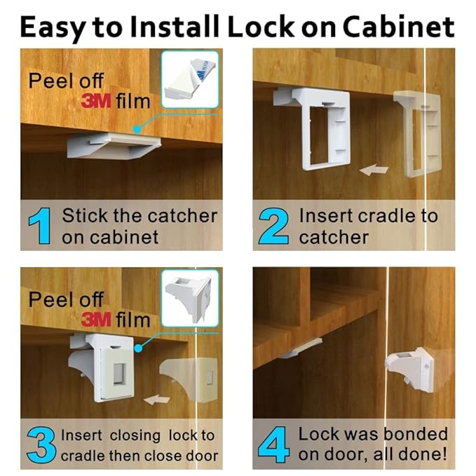 Upgraded (12Locks and 3Keys) Baby Proofing Magnetic Safety Locks with 3M Adhesive,One Minute Fast, Easy and No Drill Installation