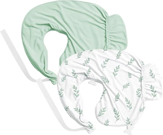 Nursing Pillow Cover 2-Pack, Fits Wrap-Around U-Shaped Nursing Support Pillows (22 x 16 x 5 in), Soft & Breathable, Easy On/Off – Covers Only