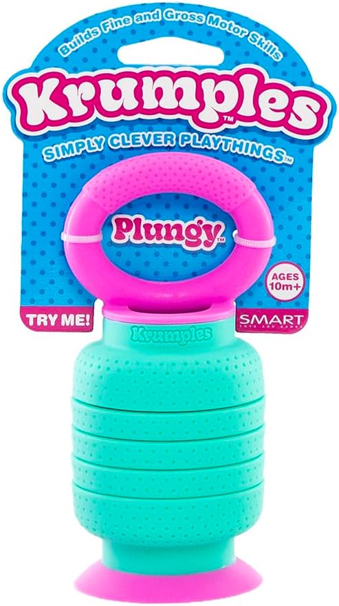 KRUMPLES Plungy Teal Sensory Suction Toy for Ages 10M+ | BPA-Free Silicone Fidget | Promotes Fine Motor Skills | Dishwasher Safe | Ideal Baby and Toddler Gift | Fun for All Ages