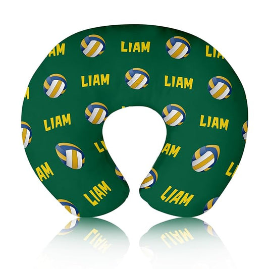 Rucekia Baby Nursing Pillow Cover - Personalized Name Volleyball Theme Breastfeeding U-Shaped for Bottle Feeding, Ultra Soft Comfortable Breastfeeding Pillow Cover for Infant Baby Boys and Girls