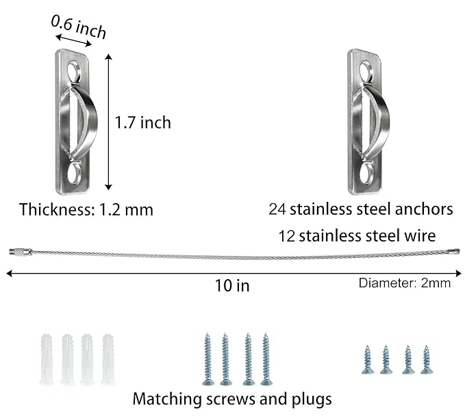 12 Sets Anti Tip Furniture Anchors for Baby Proofing, Earthquake Straps, Furniture Secure to Wall Anchors, Childproof and Home Safety, 10in