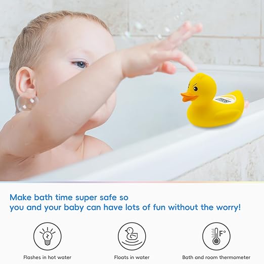 b&h Baby Bath Thermometer - (Upgraded Version) Turn On/Off Function, Fast and Accurate Water Temperature Readings, Toddlers Floating Bath Toy, Ideal for Babies & Infants (Angry Duck)