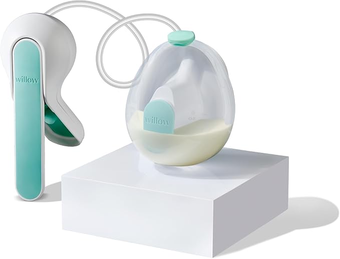 Willow Wave - Wearable Manual Breast Pump - Fits Fully in Bra - Ergonomic Handle - 24mm Soft Silicone Flange - Wearable Breastfeeding Pump - Hospital Grade Suction - Postpartum Essentials - Holds 5oz