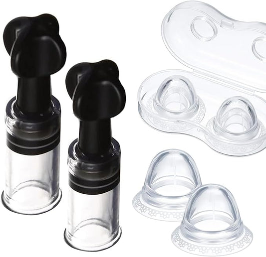 4 Pcs Nipple Corrector for Flat or Inverted Nipples – Reusable Silicone Suction Cups for Breastfeeding Support
