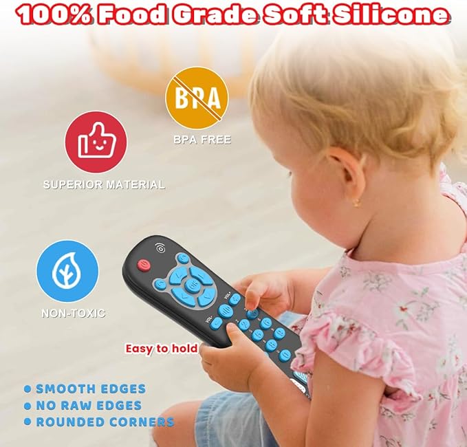 Baby Remote Control Toy for 1 Year Old Boys Girls Gifts Realistic Toddler TV Remote Toy with Music and Light Early Education Learning Toy Remote Kid Infant Baby Toys for 6 to 12 Months 12 to 18 Months