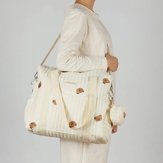 3pc Diaper Bag Tote Set, Hospital Bag for Labor & Delivery, Maternity Travel Bag with Changing Pad & Pacifier Case