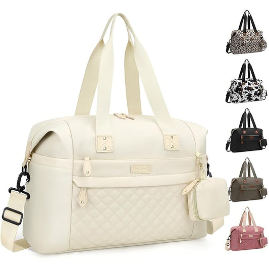 Diaper Bag Tote - Diaper Baby Bags with Pacifier Case, Shoulder Straps, Stroller Clips, Waterproof Large Mommy Maternity Travel Baby Bag for Mom and Dad, white
