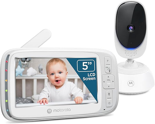 Motorola Nursery No WiFi Video Baby Monitor with Camera and Audio, 5” Screen, Remote Pan-Tilt-Zoom, Night Vision, 2-Way Talk, Long Battery Life, 1000ft Range, Temperature Sensor, Lullabies - VM75