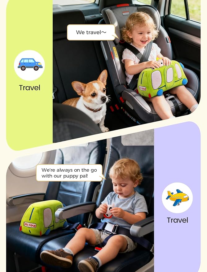 Baby Toys 6-12 Months - Sensory Toys Bus with Stuffed Puppies, Rattle, Crinkle Paper, Mirror & Squeaker, Montessori Toys for 6 Month Old Babies, Sensory Balls Toddlers 1-3