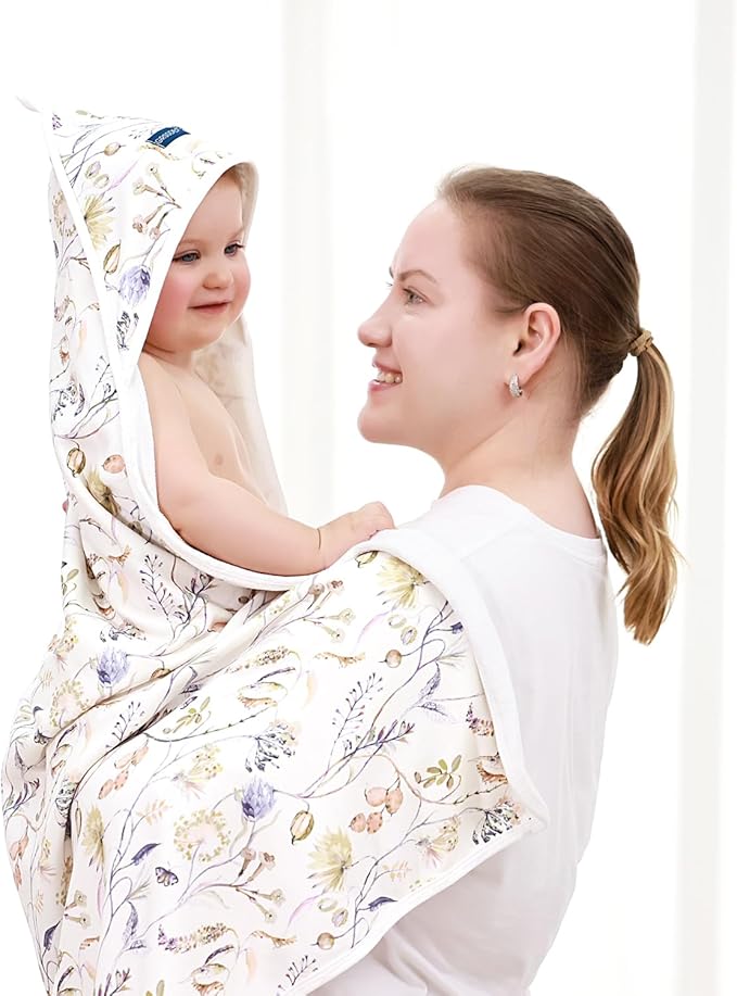 GRSSDER Baby Hooded Towel 2 Pack for Newborn, Super Soft Bath Towels with Original Design, Ultra Absorbent Knit Terry, Large Toddler Towels with Hood for Girls, Shower Gifts for Infant, 34"x 34"