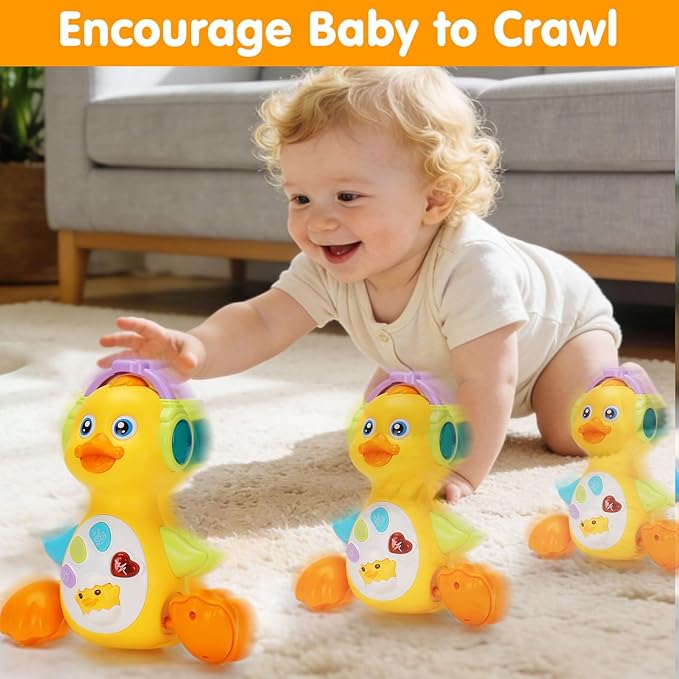 Tsomtto Baby Musical Light Up Duck Toy, Baby Toys 0-3-6-9-12 Months Dancing Crawling Tummy Time Toys, Newborn Infant Learning Toy Gifts for 0 3 4 5 6 7 8 Month Old Baby Boys Girls