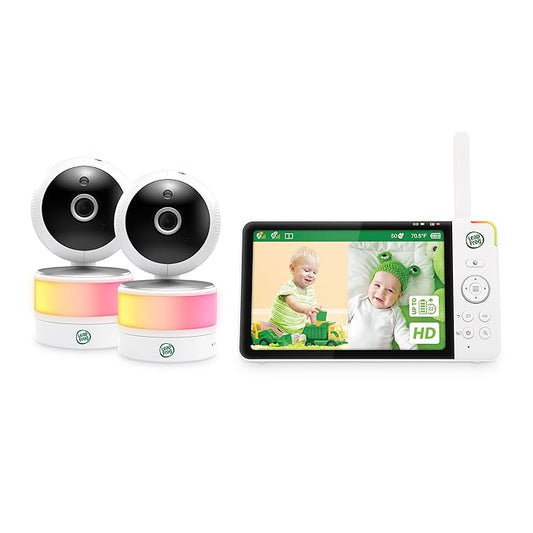 LeapFrog 2-Camera Color Night Vision Video Baby Monitor with 7" HD 720p Display, Split Screen, 360 Pan & Tilt, 8X Zoom, Night Light, Humidity & Temperature Sensor, Up to 1000ft Long Range: LF920-2HD