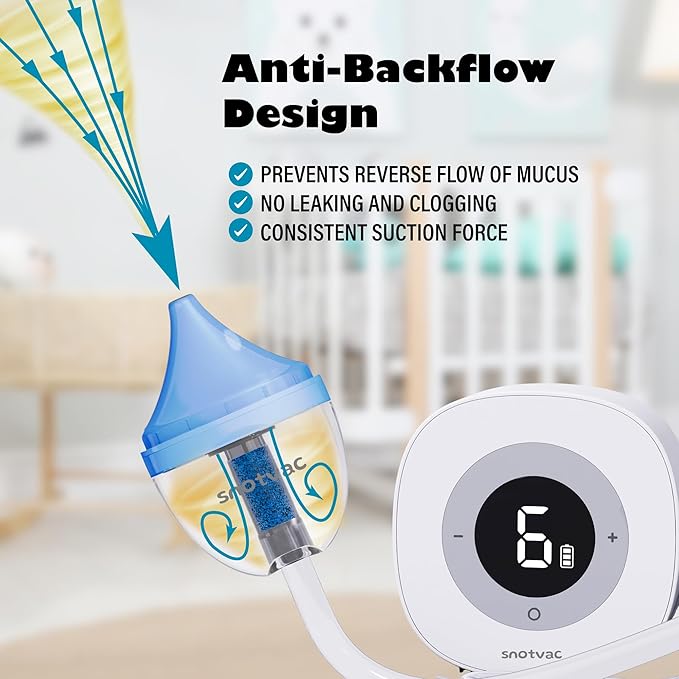 Electric Nasal Aspirator for Baby - Advanced Hospital Grade 10X Suction - Rechargeable Nose Sucker Snot Booger Cleaner for Newborn Infant Toddler Kids & Adults