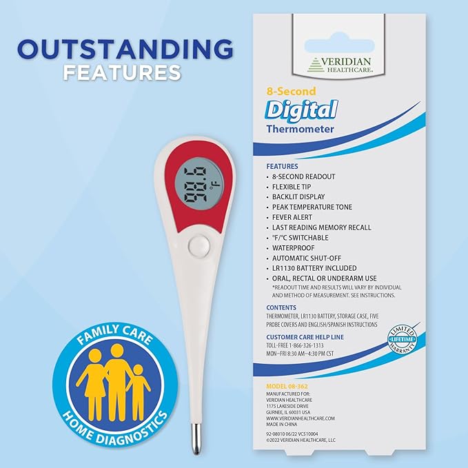 Veridian 08-362 8-Second Flex Tip Digital Thermometer
