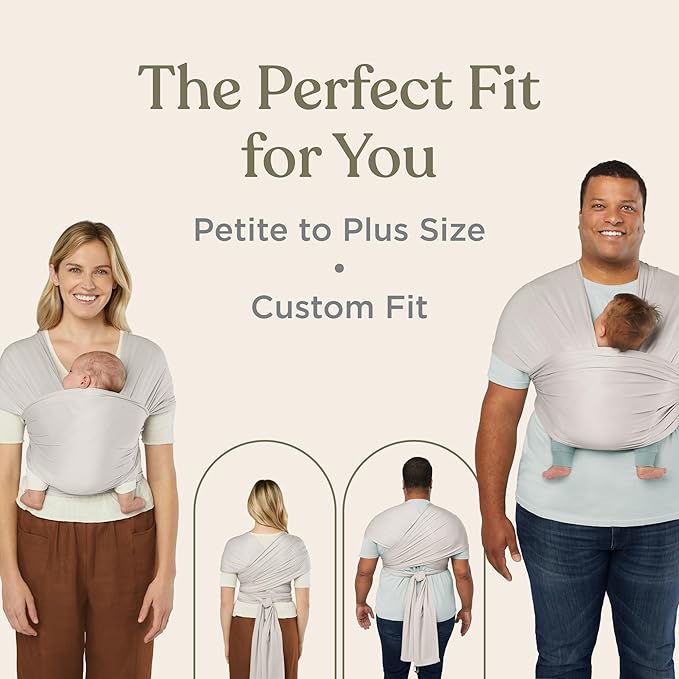 Ergobaby Sustainable Knit Aura Baby Carrier Wrap for Newborn to Toddler (8-25 lbs) - Comfortable, Ergonomic, & Ultra-Soft Newborn Wrap Carrier - One Size Fits Most - Rayon, Olive Diamond