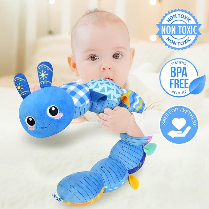 KMUYSL Baby Toys 0-6 6-12 Months, Sensory Music Animal Stuffed Toy for 0 1 2 3 4 5 6+ Months, Plush Toy with Crinkle and Rattles for Infant Newborn, Tummy Time Toys Gifts for 0-3-6-12 Month