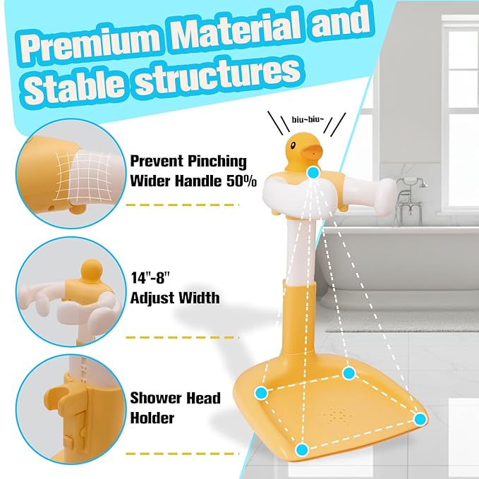 Wmaiwei Adjustable Baby Shower Stand Support | Safety & Non-Slip Baby Bath Stand | Standing Bathtub for Infants 8-36 Months | Toddler Shower Support with 55 Lbs Capacity | Ideal Gift for Babies Bath