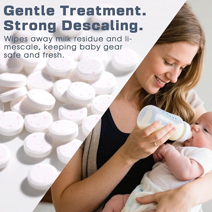 xcivi 40 Count Descaling Tablets Descales Compatible with Momcozy, Baby Brezza Bottle Washer, Descaling Tablets for Milk & Limescale Removal, Effective for GROWNSY Bottle Washer, Warmer, Sterilizer