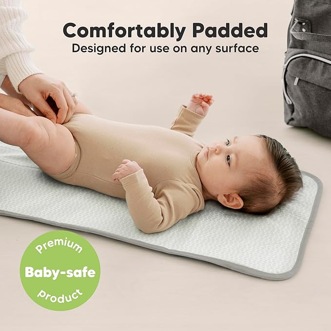 KeaBabies Portable Diaper Changing Pad, Easy Wipe Clean - Foldable Waterproof Baby Changing Mat for Diaper Bag, Compact, Lightweight, 25x13 Newborn, Infant, Baby Changer Travel Essential (Prism)