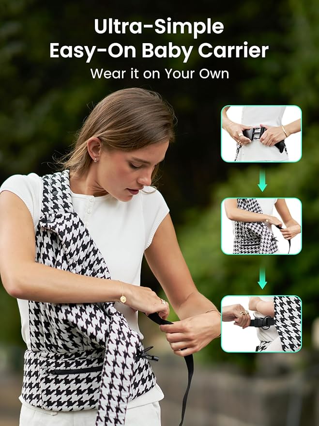 GROWNSY Baby Carrier Newborn to Toddler, Lightweight Ergonomic 7-44 lbs Newborn Carrier with Head Support, Easy to Wear Hands Free Infant Carrier for 0-36 Months, Black