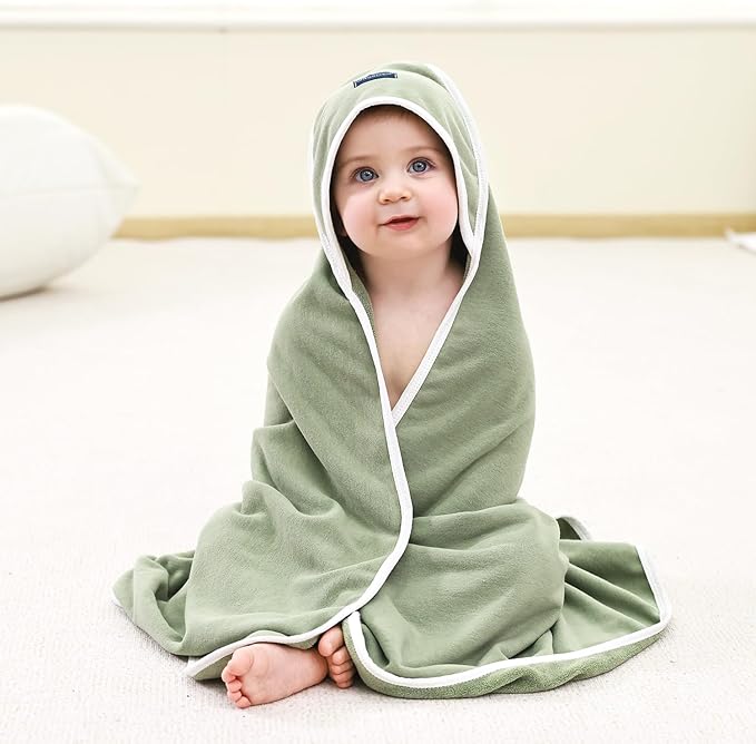 GRSSDER Baby Hooded Towel 2 Pack for Newborn, Super Soft Bath Towels with Original Designs, Ultra Absorbent Knit Terry, Large Toddler Towels with Hood for Boys Girls, Shower Gifts for Infant,34"x 34"