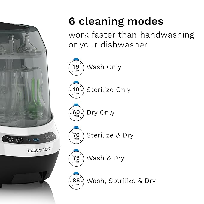 Baby Brezza Bottle Washer Pro - Baby Bottle Washer, Sterilizer + Dryer - All in One Machine Cleans Baby Essentials like Bottles + Pump Parts – Appliance to Replace Bottle Brushes and Drying Racks
