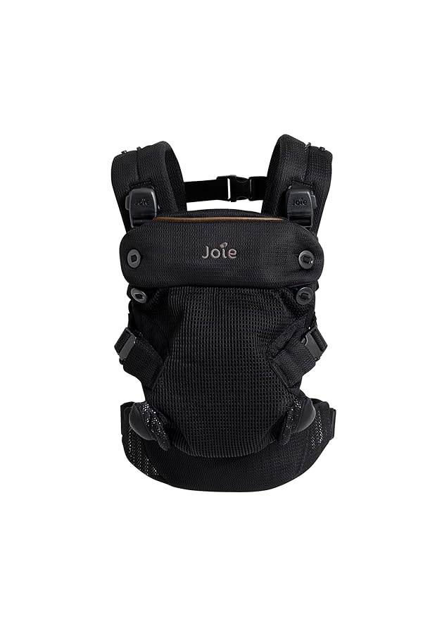 Joie Savvy Air 4-in-1 Mesh Baby Carrier – Breathable, Ergonomic Baby Carrier with 4 Carry Positions, Cooling Mesh Fabric, Padded Straps, and Lumbar Support (Coal)