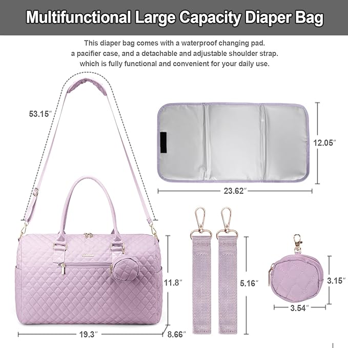 LOVEVOOK Diaper Bag Tote with Pacifier Case and Changing Pad, Large Capacity Mommy Bag for Hospital and Weekender Travel, Functional Baby Bag Newborn Baby Essential