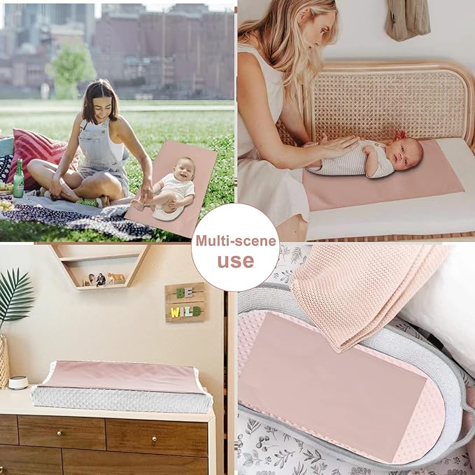 Owlowla Baby Diaper Changing Pad Portable Changing Mat Travel Changing Pad Liner for Baby and Small Toddler(Blush&Cream)