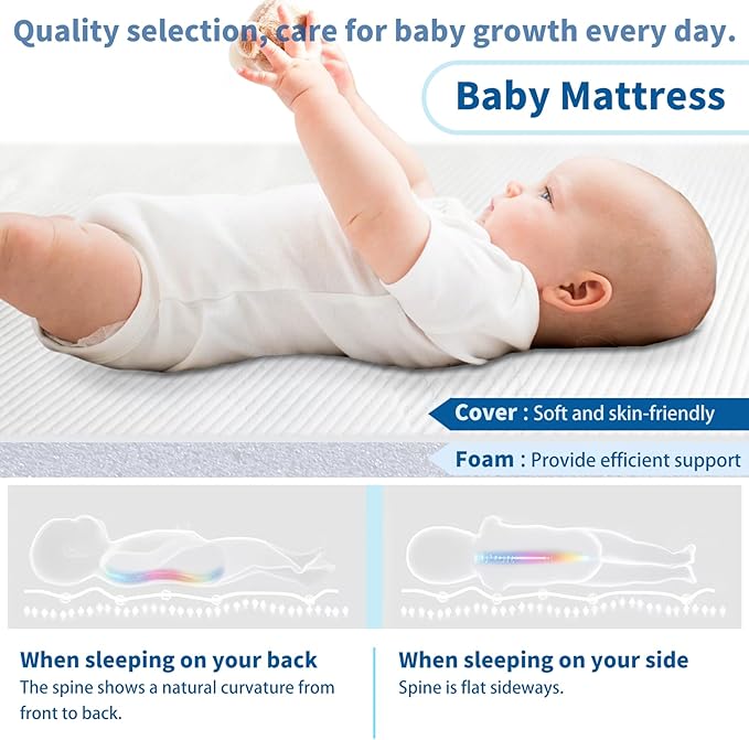 Ustenroya Pack and Play Mattress 38 x 26 x 1.5 inch, Soft Breathable Playard & Pack N Play Mattresses with Washable Waterproof Cover for Baby ＆Toddler