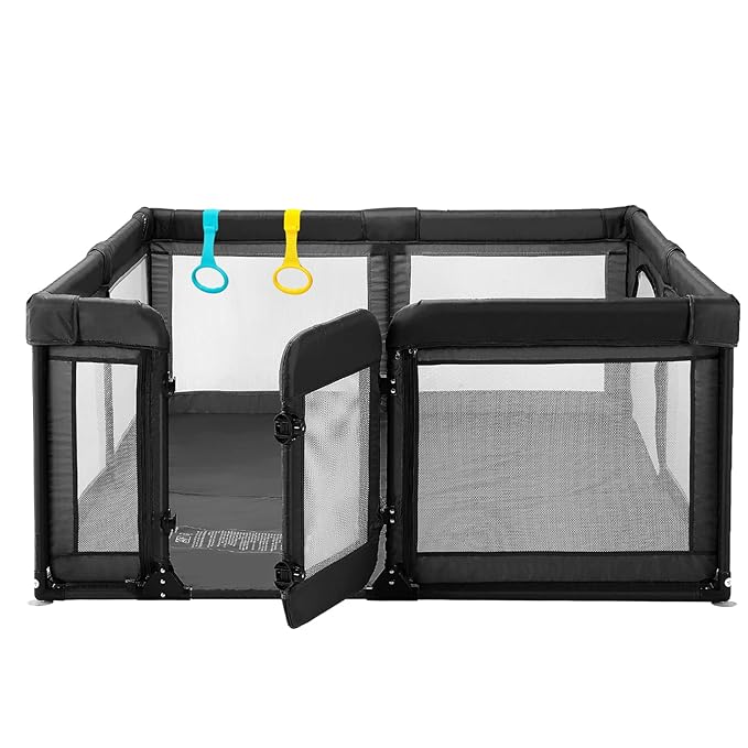 Baby Playpen,Extra Large Playpen for Babies and Toddlers, Sturdy Play Pen Play Yard with Safety Gate,79”x71”Baby Play Pen(Black)