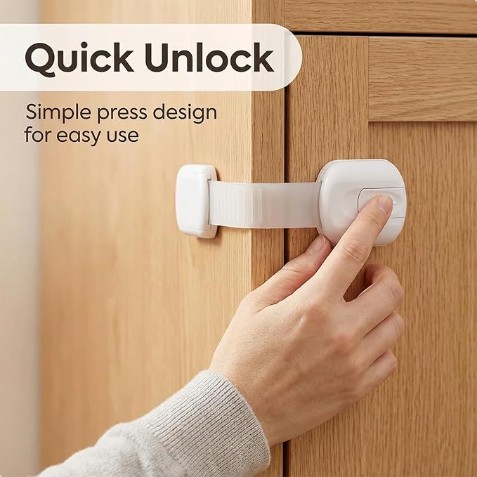 6-Pack Child Proof Cabinet Locks,Child Safety Strap Locks,Baby Proof Drawer Locks for Kids,Adjustable Strap No Drill No Tool