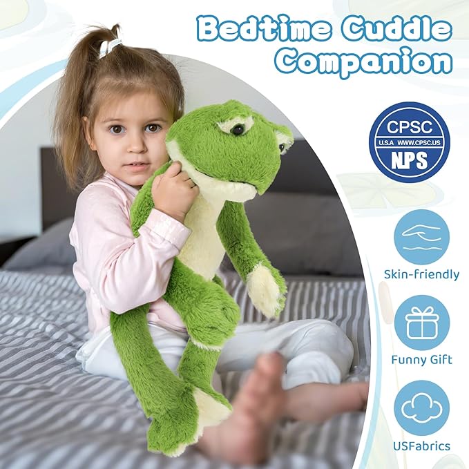 Muiteiur 17.7 Inch Plush Frog Stuffed Animal, Cute Frog Soft Toy with White Belly, Gift for Kids Girlfriend