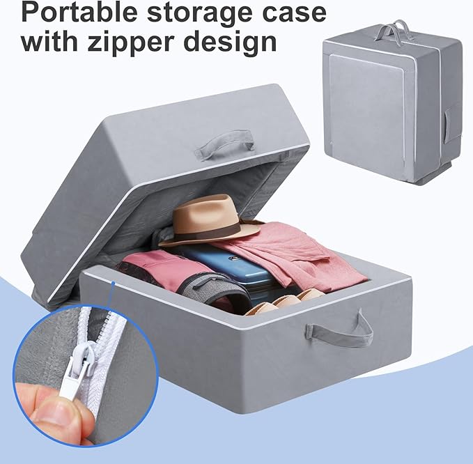 REAWUL Portable Folding Toddler Travel Bed,Kids Floor Bed, Washable Cot for Toddlers and Child,Grey