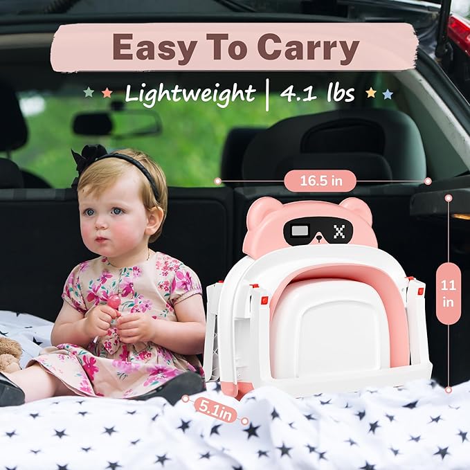 AVIDOR Baby Bathtub,Collapsible Bathtub for Newborn to Toddler,Durable Essential Infant Bath Tub,Portable Travel Baby Tub with Soft Cushion,No-Slip Hanging and Detachable(Pink)