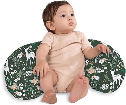 Little Grape Land Nursing Pillow, Upgraded Breast Feeding Pillow for Mom, Breastfeeding Bottle Feeding for 0–16 Months, Machine Washable Cover with Firm Breathable Filling for Tummy Time, Forest Deer